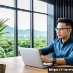 Home 12 고객 니즈 파악을 위한 단기 및 장기 전략 - A modern Malaysian e-commerce entrepreneur analyzing real-time data on multiple digital dashboards i...