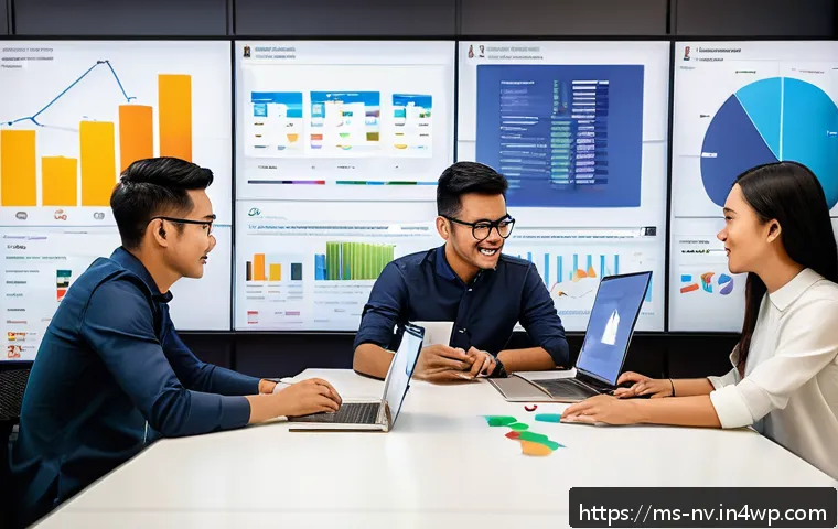 고객 니즈 리서치에 필요한 도구 및 자료 - A modern Malaysian digital marketing office scene featuring a diverse team of professionals analyzin...